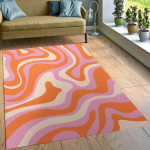 Oranž Roosa Lainejooneline Retro Tuba Vaip 70ndate Vaip Lainejooneline Trippy Vaip Ps&uuml;hhedeelne Roosa Groovy Vaip Vaibad Elutuppa Magamistuppa Esteetiline Vaip 120x160cm-47x63in