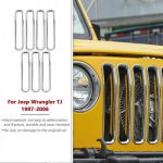 Chrome Front Grill Grille ert Trim Decor Ring for 1997-2006 Jeep Wrangler TJ