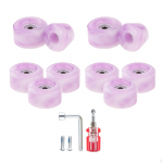 8 PCS 32 x 58mm, 82A Quad Roller Skate Wheels with Bearing Installed and 2 Toe Stoppers for Double Purple White