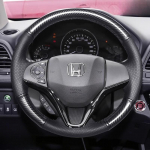 For Honda Fit City Jazz HRV HR-V 2016 Vezel 2015-2017 Hand-stitched peach wood grain Leather Car Steering Wheel Cover 1