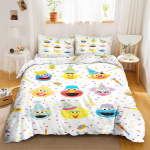 Sesame Street Tekikoti komplekt Tekk Voodipesu 3D Laste voodipesu komplekt 3-osaline 1 Tekikate Kuninglik suurus AU Single(140*210cm)3pcs