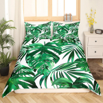 Palmilehed Tekikate Monstera Lehtedega Tekikatted Troopilised Rohelised Lehed Voodipesu Komplekt Valge Marmorist Tekikate Meestele Naistele EU Single(135*200cm)3pcs