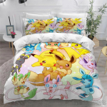 Anime Bandai 3D Kodu Pokemon Pikachu Voodipesukomplekt Beebi Tekikatted Voodipesu Twin &Uuml;hene King Lapsed T&auml;iskasvanu Kingitus EU Single(135*200cm)3pcs