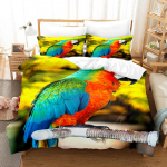 Makao Voodipesukomplekt King/Queen Suurus V&auml;rviline Papagoi Tekikott Lastele Poistele Naturaalne Troopiline Roheline Taim Lind Pol&uuml;ester Tekikott EU Single(135*200cm)3pcs