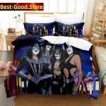 Kiss Band voodipesukomplekt &Uuml;heinimese Rock B&auml;ndiga Tr&uuml;kitud Voodikomplekt Padjapuuriga Vooditekil Kate Pehme &Uuml;heinimese Kahekohaline Queen Super King Suurusega EU Single(135*200cm)3pcs