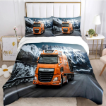 Daf Trucki Logoga Voodipesukomplekt Magamistoa jaoks Pehme Kaasaegne Voodikate Mugav Laste Tekikate Tekikate ja Padjap&uuml;&uuml;rid EU Single(135*200cm)3pcs