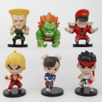 6 tk/komplekt M&auml;ng Street Fighter CHUN LI RYU Ken Guile Akuma PVC tegevuskuju kogutav mudel M&auml;nguasjad no box black
