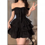 Must &otilde;larihmaga kleit Naiste suvine ni&scaron;idisain L&uuml;hike seelik S- (can be worn within 45kg)