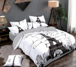 Pariisi Eiffeli torni tr&uuml;kiga voodipesukomplekt kingituseks, romantiline linnastiilis tekikott ja padjap&uuml;&uuml;rid, sobib &uuml;heinimese-/kaheinimese-/kingi-/superkingi vooditele. Baby 100x135cm