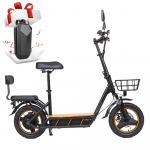Kukirin C1 Pro Multifunctional Foldable E-Scooter 500W, 48V 26Ah with Basket, Mirror, Seat, Rear rack for Commuting and Travel C1Pro+Bag (Split Up) must