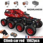BAZARLAND30.Bloc de construction de camion d'escalade mouldking &agrave; t&eacute;l&eacute;commande &eacute;lectrique technique, jouets en briques.1962 pcs punane
