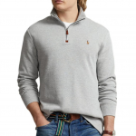 Polo Ralph Lauren pooleldi avatav vabaaja mustriga tikitud pikkade varrukatega dressipluus Meeste dressipluus 710857073-011 S