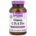 Bluebonnet Nutrition, C-, D3-vitamiin ja tsink, 100 taimset kapslit