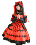 Tokisaki Kurumi Cosplay Kost&uuml;&uuml;m Parukaga Date A Live Halloween Gooti Lolita [milky time] - oranž
