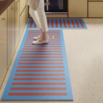 K&ouml;&ouml;gimatt PVC Nahk Veekindel Libisemisvastane Pikk Vaip &Otilde;likindel P&otilde;randamatt Kollased Triibulised Vaibad Kodu Kaunistus Alfombra De Cocina 50x120cm