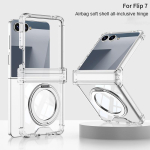 Metallist magnetiline p&ouml;&ouml;rlev neljanurkne turvapadjaga kukkumisvastane hingedega l&auml;bipaistev &uuml;mbris Samsung Galaxy Z Flip 7 flip7 jaoks Objektiivi kaitsekaas gray