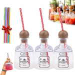 Korduvkasutatav tequilapudel k&otilde;rrega, 13-untsine akr&uuml;&uuml;l Patron-tass t&uuml;hi tass jookide jaoks, 375 ml l&auml;bipaistev mini-plastikust viinapudel Pack of 3