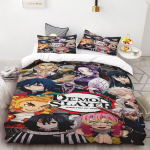 Tekikate Demon Slayer Kimetsu No Yaiba Kamado Nezuko Anime Pol&uuml;ester Voodipesu Komplekt Tekikatte Komplekt Tr&uuml;kitud Multikas Kodu Dekoor 135x200cm black