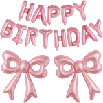 16-tollised HAPPY BIRTHDAY T&auml;hed Foolium Heelium T&auml;hestik S&uuml;nnip&auml;evaks/ B&auml;nneri T&auml;htede &Otilde;hupallide Komplekt roosa