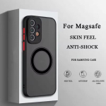 Luksuslik magnetiline juhtmevaba laadimiskott Samsung A53 A54 A55 A52 A52S A35 A34 A33 A32 A14 A12 A13 A71 5G jaoks P&otilde;rutuskindel matt kate Galaxy A22 4G must