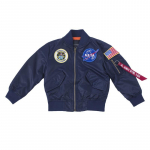 Kvaliteetne NASA bomberjakk lastele klassikalise piloodi MA1 disainiga 105cm（4T） tumesinine