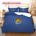 Real Sociedad Mustriga Voodipesu Tekikott Komplekt Kodu Kaunistus Kingitus (1 * tekikott + 2 * padjap&uuml;&uuml;ri ilma s&uuml;damikuta) 135x200cm