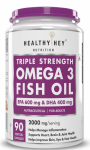 HealthyHey Nutrition Kolmekordse Tugevusega Kala&otilde;li - Omega 3 (2000 mg) K&otilde;huvaevusteta - 90 pehmet kapslit (600 EPA & 400 DHA)