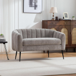 Sametpolsterdatud minipikendustool (Aktsent), Glamuurne kahekohaline diivan metalljalgade ja soonilise polstriga, elutuba, magamistuba, kontor, v&auml;ikesed ruumid, HALL 127.5 x 70 x 76.5 cm hall