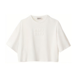 MIU MIU SS23 Logoga T-s&auml;rk Unisex MJN385-1YXT-F0009-S-232 L white