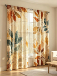 2 tk t&uuml;rkiissinine oranž s&uuml;gislehe kardin, s&uuml;gisene tr&uuml;kk, hooajaline aknakardin elutuppa magamistuppa kodu kaunistamiseks 60x150cmx2&Rod pocket &2 panels beige