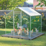 Kanaaedik 2x2x2m turvaluku ja veekindla PE-kattega, metallivaba vaba&otilde;hu puur kanadele, k&uuml;&uuml;likutele ja teistele v&auml;ikestele loomadele 203 x 197 x 200 cm h&otilde;be