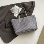 Suure Mahutavusega Naiste T&otilde;mblukuga K&auml;ekott T&ouml;&ouml;le S&otilde;itmiseks Kvaliteetne PU Nahast Retro Grafititr&uuml;kiga Kahe Rihmaga &Otilde;lakott Small, Gray No Strap gray