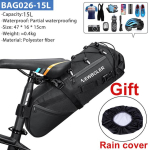 NEWBOLER 18L Jalgratta sadulakott Veekindel M&auml;gi- ja maanteejalgratta suur mahutavusega rattakott Kokkupandav Tagumine sadulakott Pakiruumi tarvikud 15L-Rain Cover gray