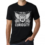 Meeste vintage T-s&auml;rk Graafiline T-s&auml;rk Feel The Curiosity S&uuml;gav mustvalge tekst XS must