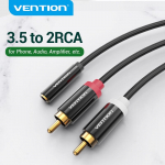 Vention RCA kaabel 3,5 mm Femlae kuni 2RCA isane stereohelikaabel kodukino DVD jaoks 1 m 1,5 m 2 m 1m must