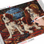 Huacani tekk Cavalier King Charlesi spanjel Teemantmaal T&auml;isringi teemanttikandid Ristpistes Lastetoa sisustus Full Round 20*30 cm