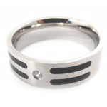 Bague Acier 'Tony' Noir Argent&eacute; 58 must