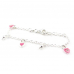 Les Tr&eacute;sors De Lily [J2084] - Bracelet Argent 'Ronde du Bonheur' coeurs rose Heleroosa