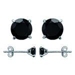 Les Tr&eacute;sors De Lily [L6293] - Boucles argent 'Essentiel' noir argent&eacute; (rhodi&eacute;) - 5 mm must