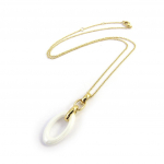 Les Tr&eacute;sors De Lily [M1776] - Collier Plaqu&eacute;-Or 'Chor&eacute;graphie' blanc dor&eacute; (c&eacute;ramique) - 35x12 mm valge