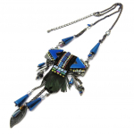 Les Tr&eacute;sors De Lily [P4209] - Collier Cr&eacute;ateur 'Altai' bleu vert noir roheline