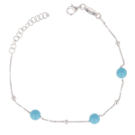 Les Tr&eacute;sors De Lily [Q8909] - Bracelet argent 'Boho' turquoise argent&eacute; (rhodi&eacute;) - 6 mm t&uuml;rkiissinine