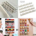 4 tk kapis Spice Wall Rack Hoiustamine Plastikust k&ouml;&ouml;giorganisaatori uksekonksud