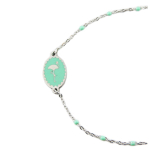Les Tr&eacute;sors De Lily [R0109] - Bracelet cr&eacute;ateur Acier 'Flamant Rose' vert argent&eacute; - 12x9 mm roheline