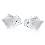 Les Tr&eacute;sors De Lily [R0812] - Boucles d'oreilles Argent 'Meghan' pierre de lune argent&eacute; (rhodi&eacute;) - 4 mm valge