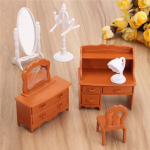 Vintage miniatuurne magamistoam&ouml;&ouml;bli komplekt riidekapp kirjutuslaud peegelm&ouml;&ouml;bel m&auml;nguasjade komplekt lastele j&otilde;ulukingitus nukumaja tarvikud