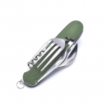 6 in 1 Camping Picnic Kokkupandav lusikaga kahvel lauan&otilde;ud &otilde;ues elluj&auml;&auml;mise toiduvalmistamiseks roheline