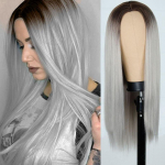 MERISIHAIR Roosa roheline pikkade sirgete juuste s&uuml;nteetiline parukas naistele Sulgev juuksekimp Igap&auml;evane/peom&auml;ng Eelv&auml;rvitud komplekti komplektiga parukas