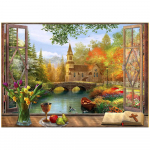 3D teemanttikandid ristpistes &uuml;mmarguse kivimaaling v&auml;ljaspool akent Full Round 20x25CM