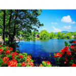 5D DIY Teemantmaal Kevadine Maastiku Teemanttikandid Ristpistes Kitsas t&auml;ispistes Rhinestone Mosaiic Kodukaunistus Round 20x30cm